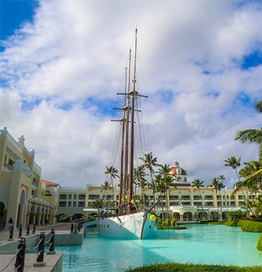 Resort pool beside a Caribbean beach